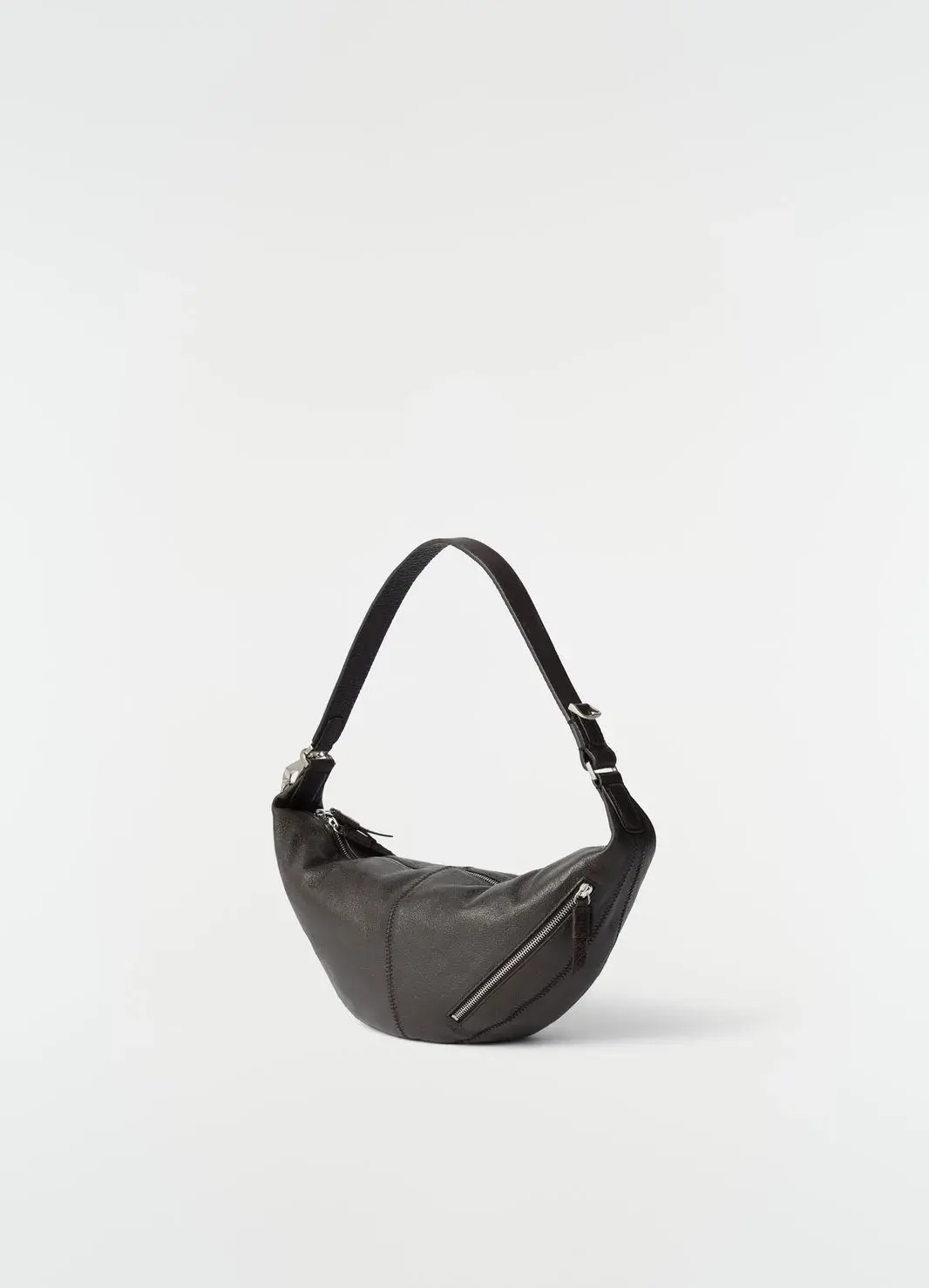 Leather Shoulder Bag in Black, front view