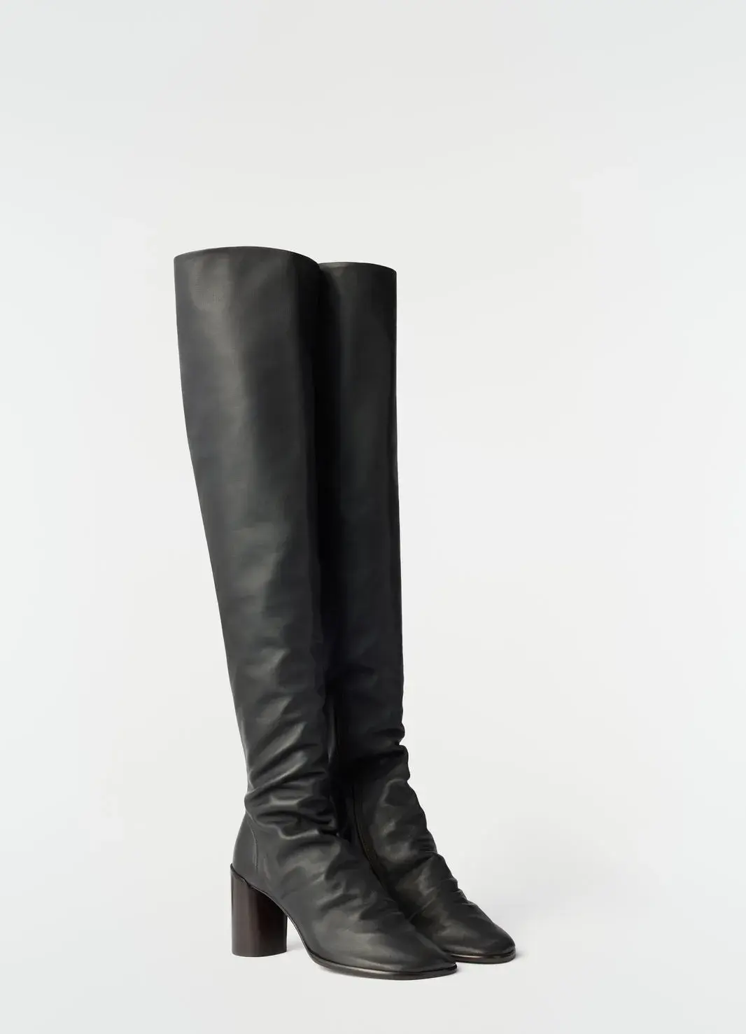 Knee Boots in Black, front view