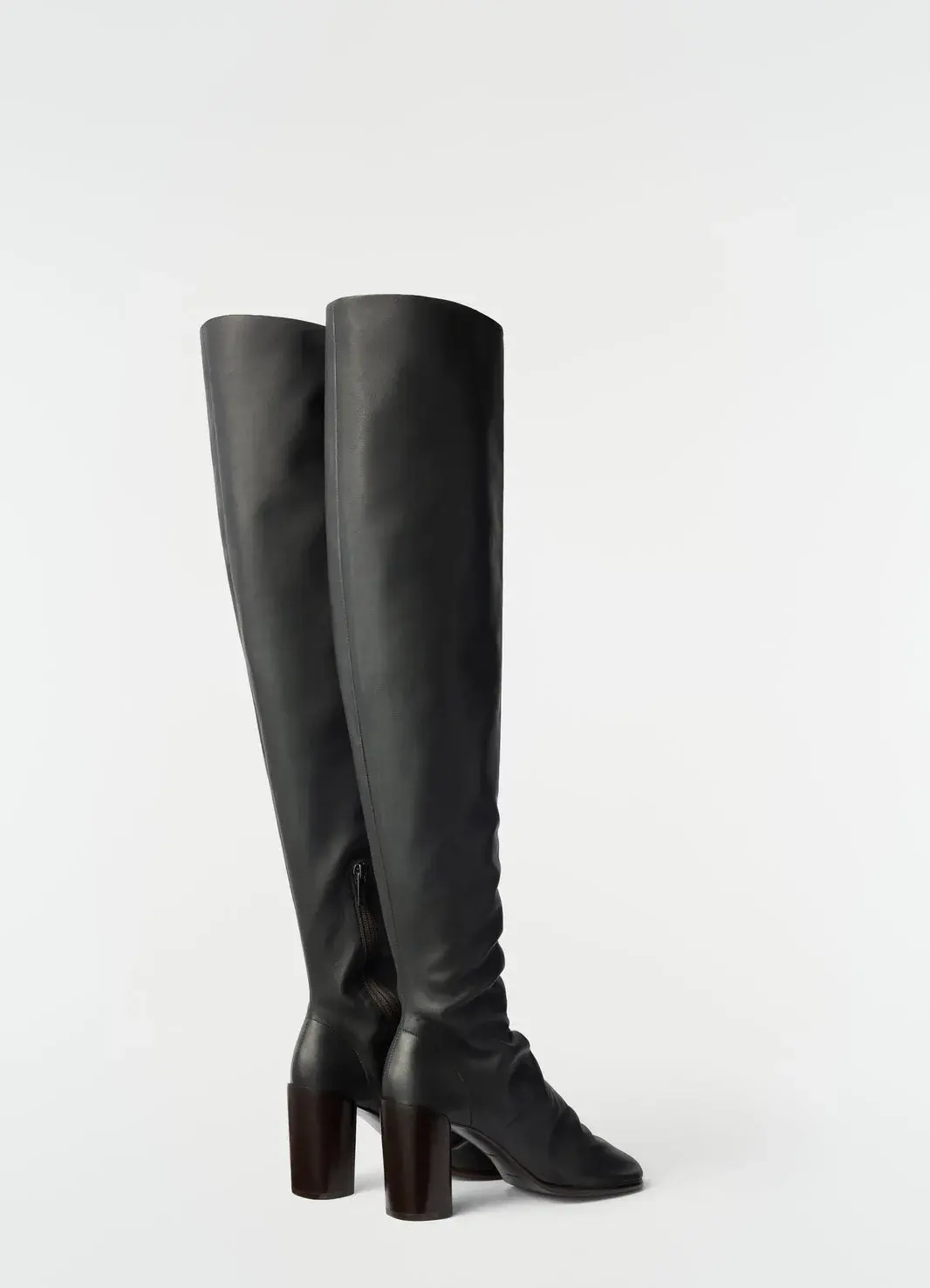 Leather Boots in Black, front view